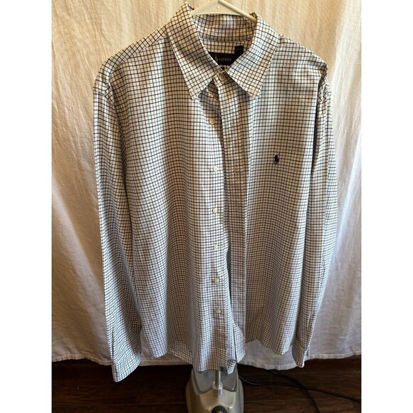 Ralph Lauren Men Shirt‎ Button Up XL Blue Navy Check - Picture 1 of 8